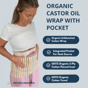 Organic Castor Oil Wrap with Linen Pocket (Plastic and Vinyl-free)